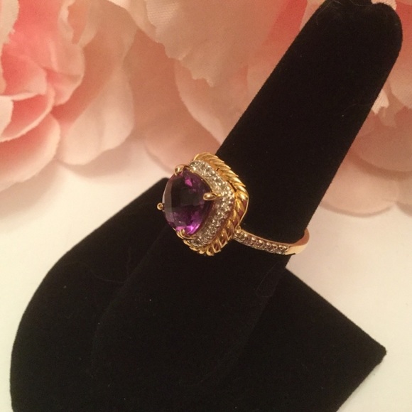 14k AMETHYST AND DIAMOND RING - Picture 3 of 7